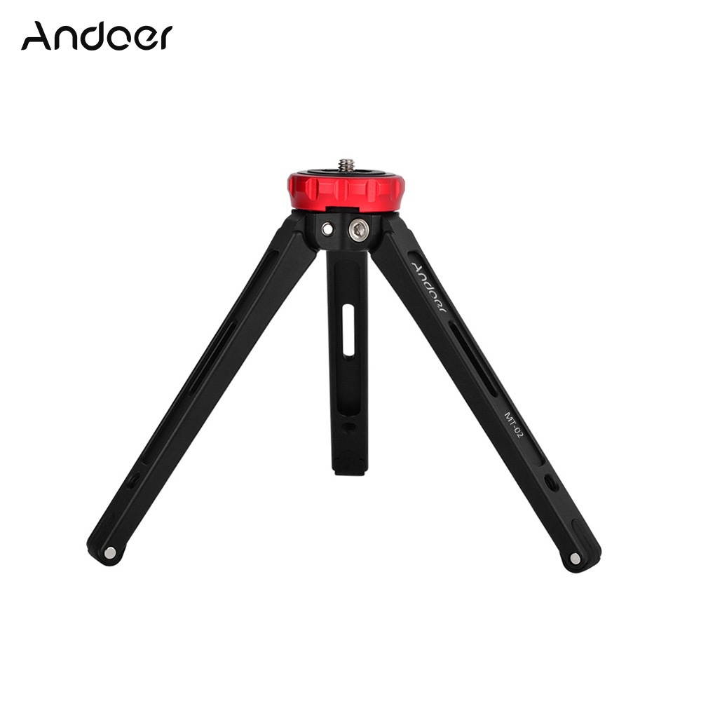 Andoer MT-02 Mini Desktop Tripod Aluminum Alloy 1/4" Screw Max. Load 15kg/ 33lbs for DSLR Digital Video Camera DV
