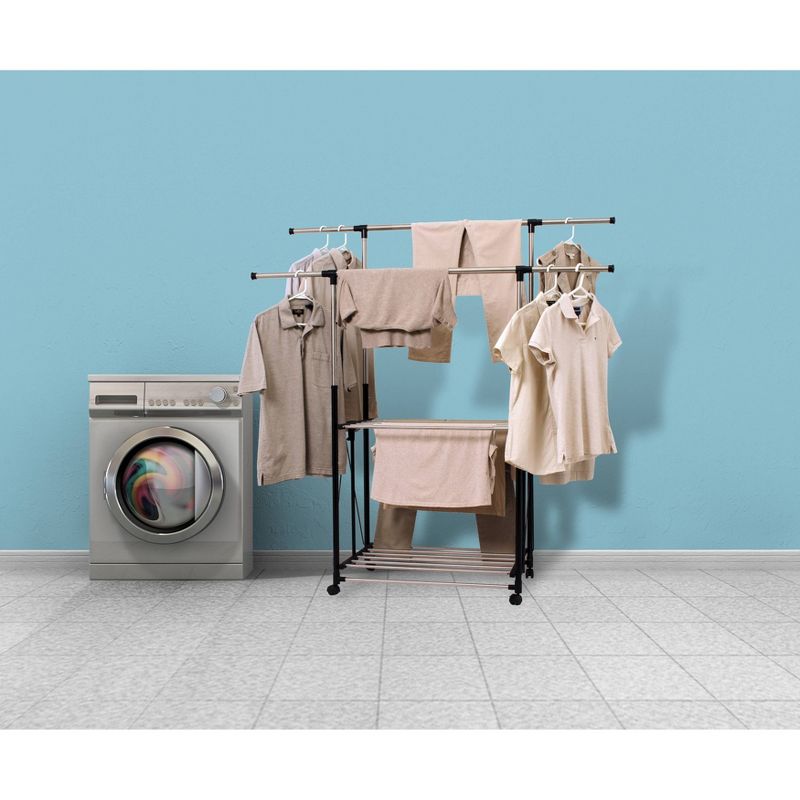 Greenway Stainless Steel Collapsible Double Bar Garment Rack