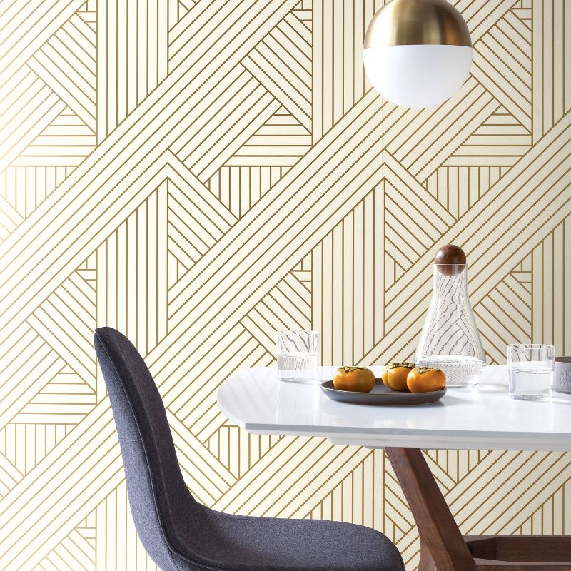Metallic Ribbon Peel & Stick Wallpaper Gold/Ivory - Project 62™