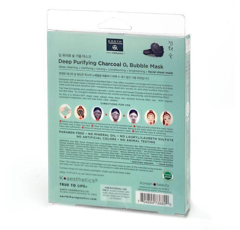 Earth Therapeutics Deep Purifying Charcoal Bubble Facial Mask - 3pk