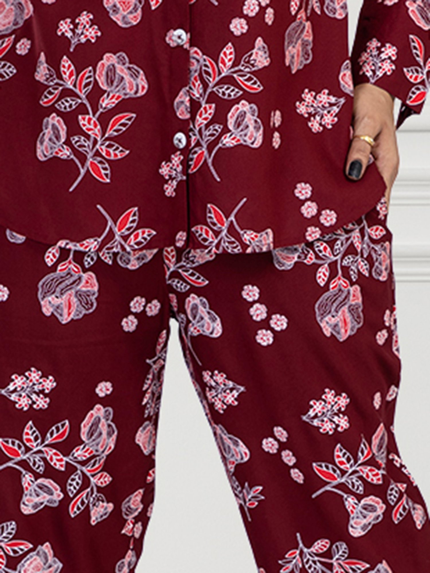 Nino Bambino Maroon Printed Shirt With Pants