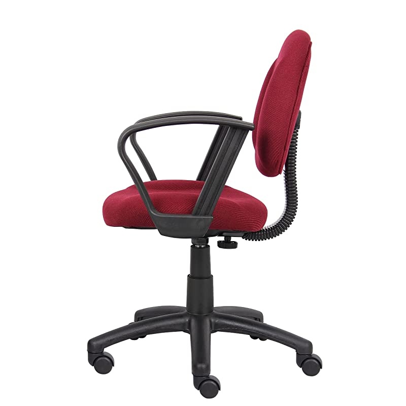 Perfect Posture Delux Fabric Task Chair with Loop Arms in Burgundy