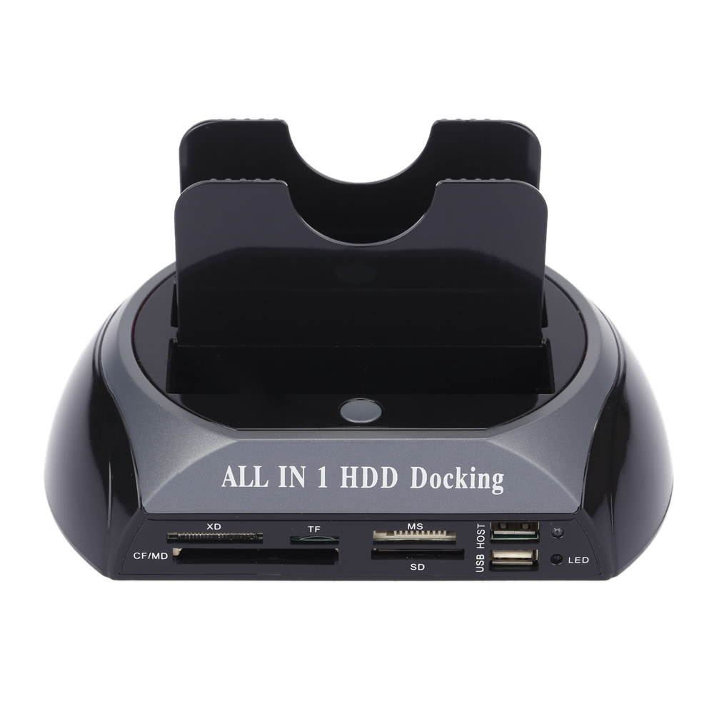 2.5" 3.5" SATA/IDE HDD 2-Dock Dual Bay Hard Drive Docking Station e-SATA Card Reader Hub