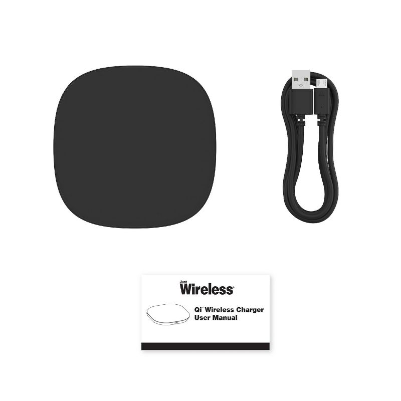 Just Wireless 10W Qi Wireless Charging Pad with 4ft TPU Charging Cable - Black