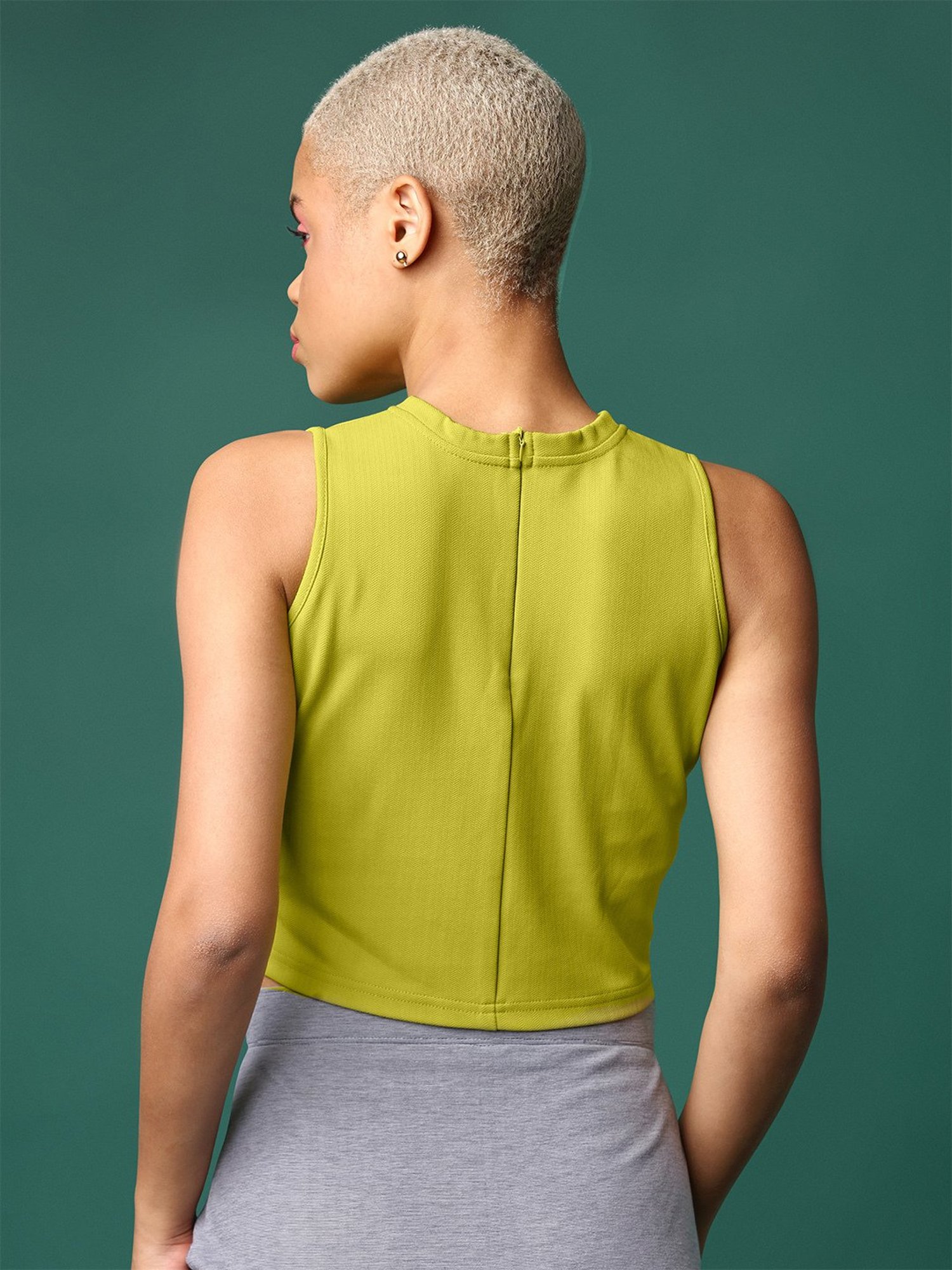 PURVAJA Lime Regular Fit Crop Top