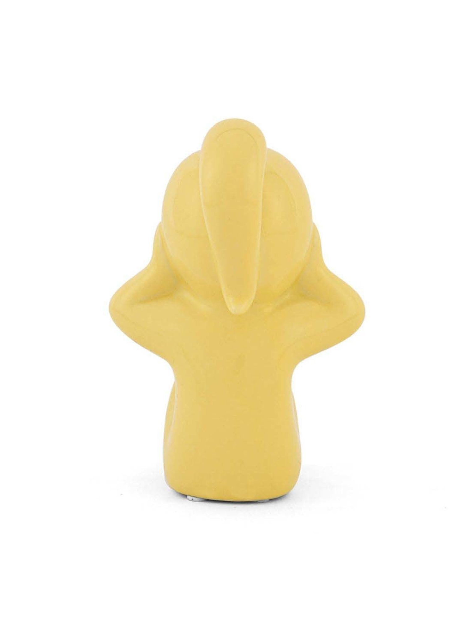 @home Yellow Resin Girl Hear No Evil Decorative Showpiece
