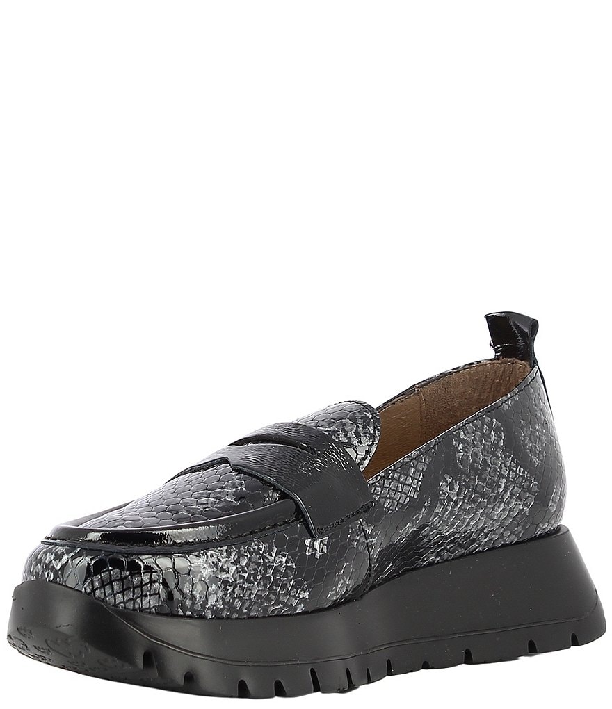 Wonders Kim Snake Print Leather Sport Penny Loafers