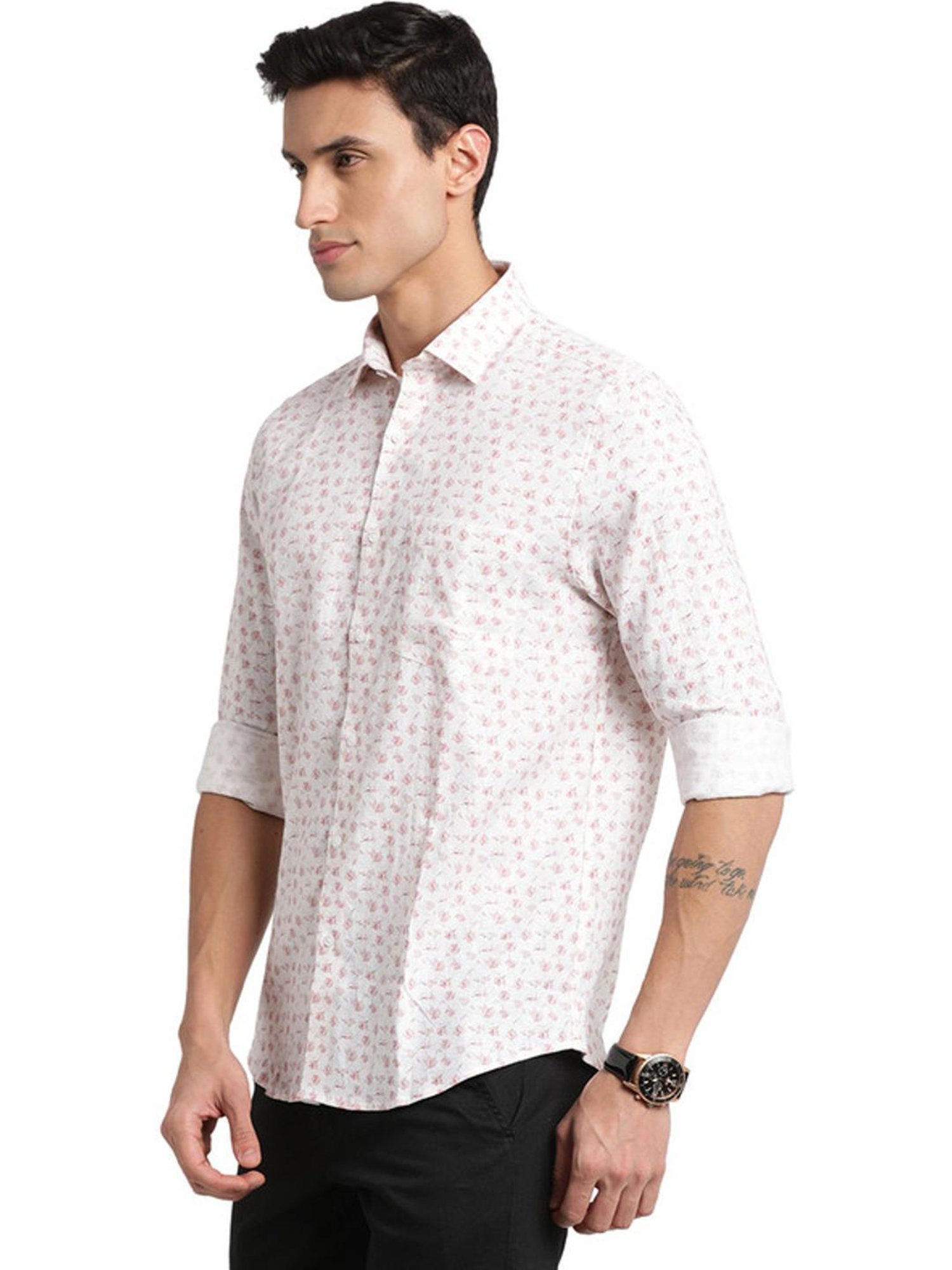 Turtle White Slim Fit Printed Shirt