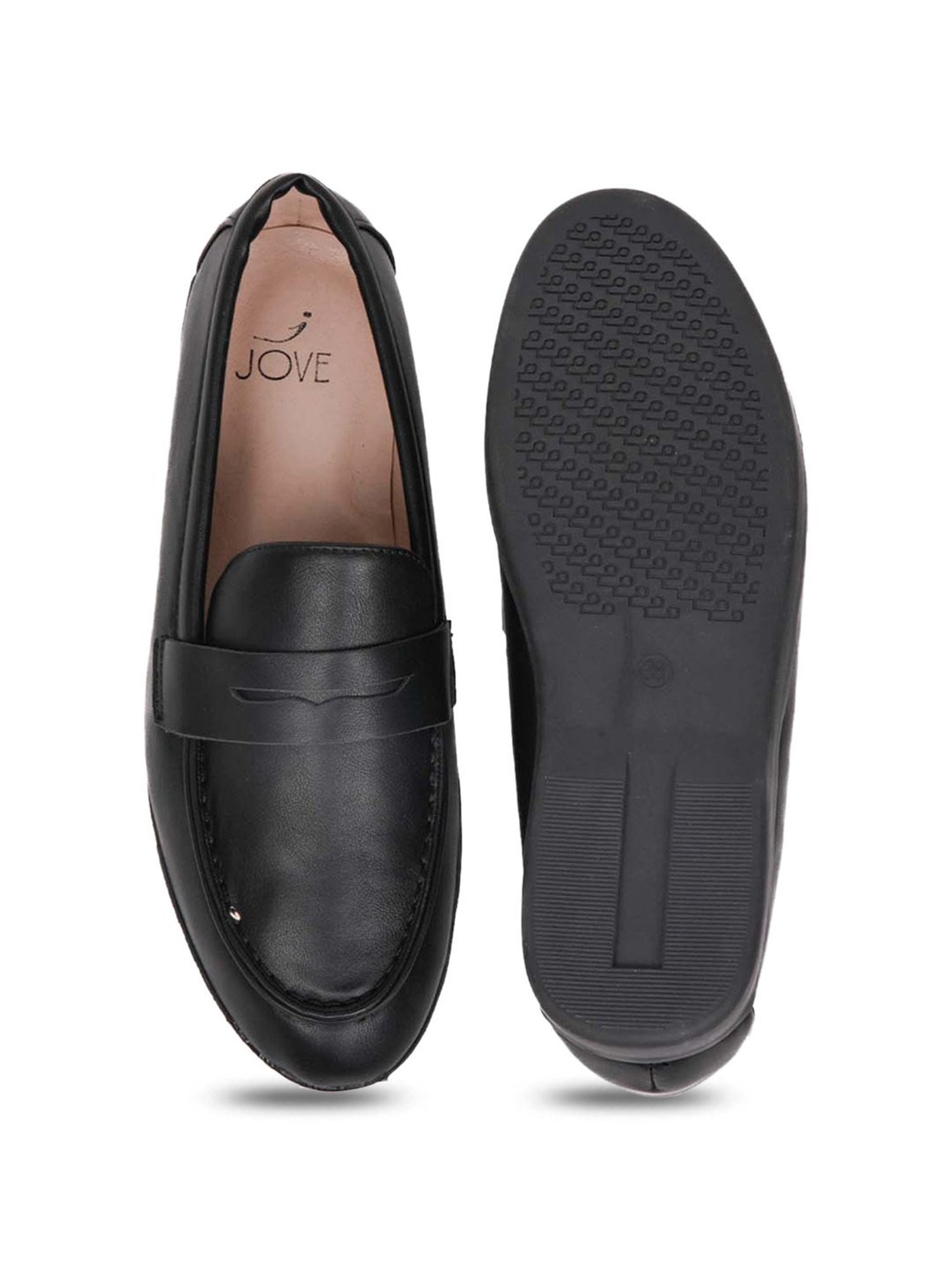 Jove Women's Black Casual Loafers