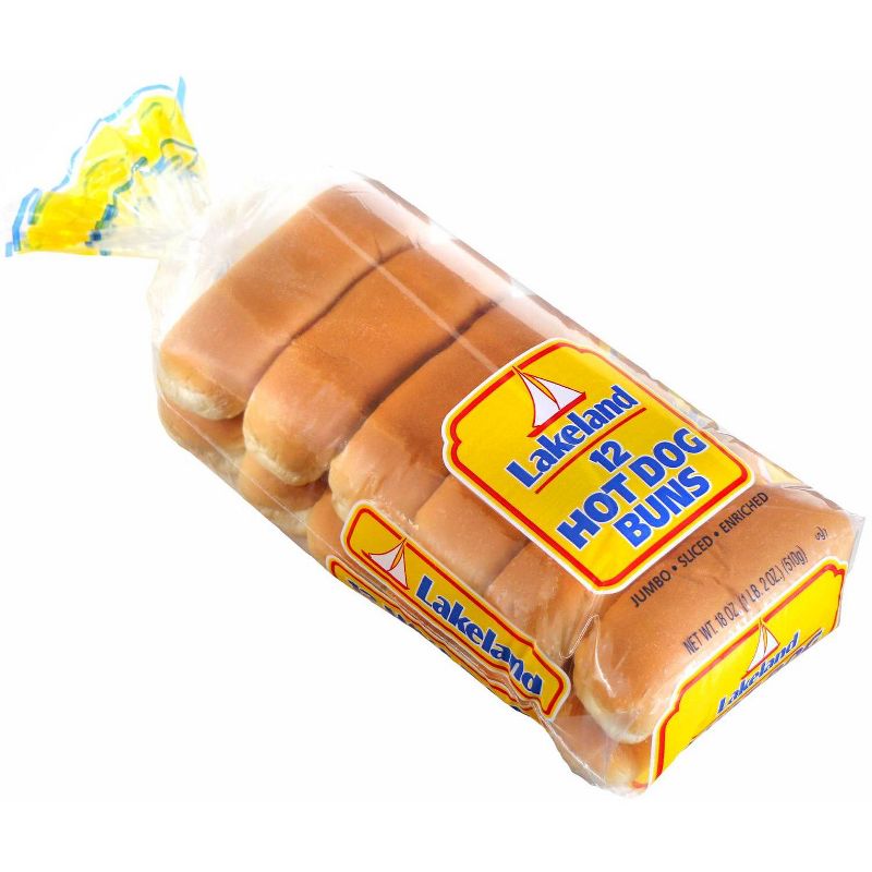 Lakeland Jumbo Hotdog Buns - 12ct/16oz