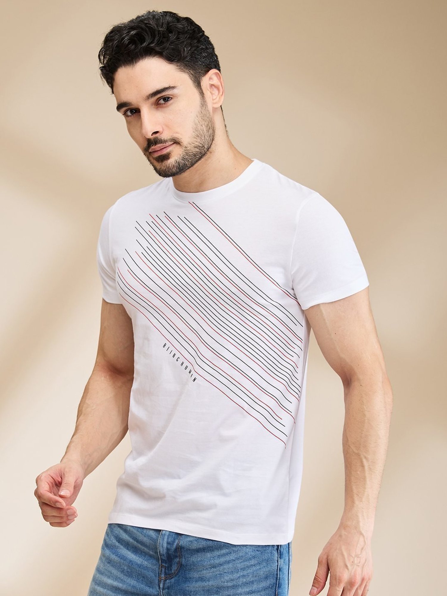 Being Human White Regular Fit Printed T-Shirt