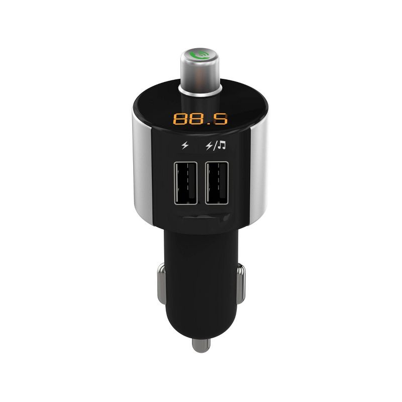 Just Wireless Wireless Bluetooth FM Transmitter with 3.4A/17W 2-Port USB Car Charger  - Black