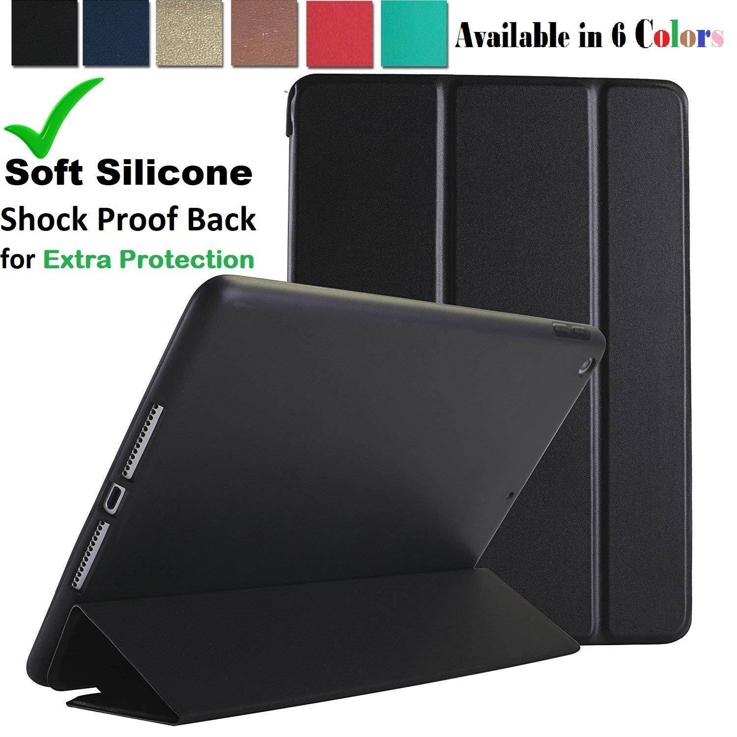iPad Pro 10.5 Inch Case Soft Silicone Back (?For Extra Shock Protection) TriFold Ultra Slim Smart Cover Auto Sleep/Wake, Multi-Angle Stand [iPad Pro 10.5" 2017 (A1701 A1709)]?Soft Back- Black