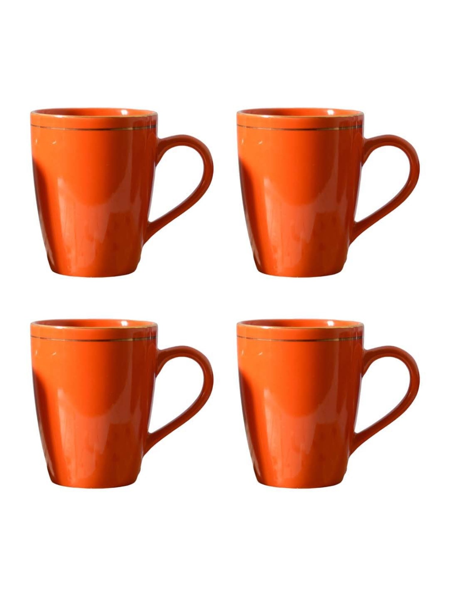 Femora Orange Ceramic Coffee Mugs (0.36 L) - Set of 4
