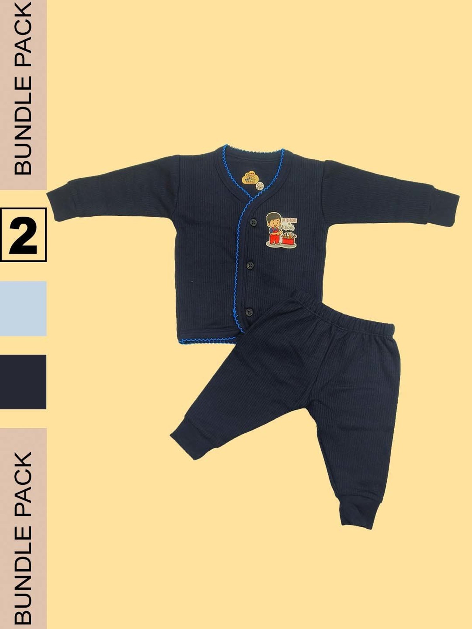LUX Inferno Kids Blue Printed Full Sleeves Thermal Set(Pack of 2)