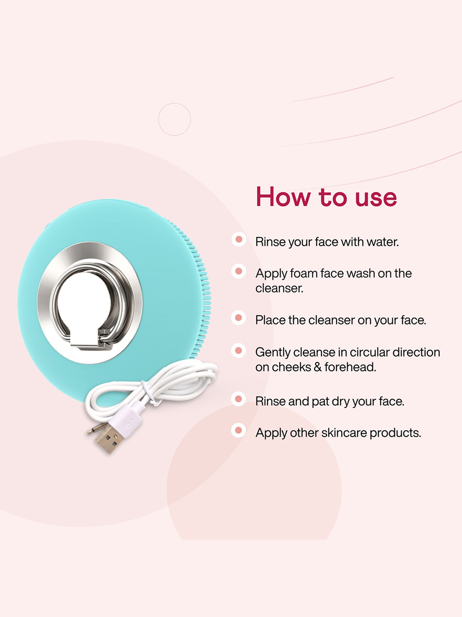 WINSTON Cordless Waterproof Mini Face Cleansing Brush (Green)