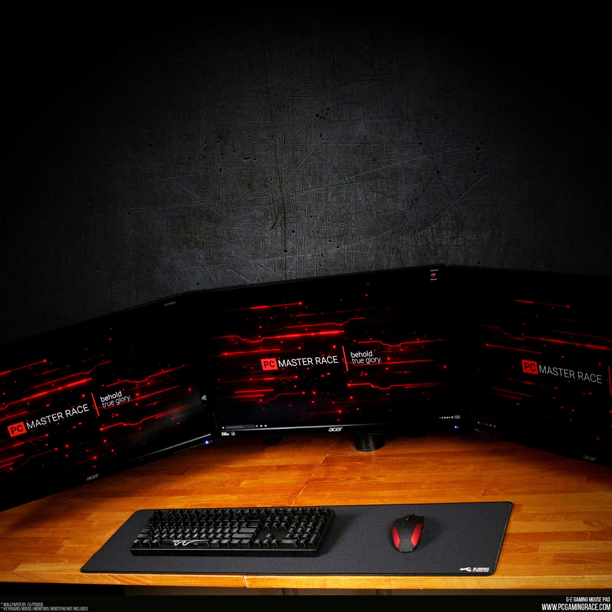 Glorious Large Gaming Mouse Mat / Pad - Stitched Edges, 2mm thick, Black Mousepad | 11"x13"x0.08" (G-L)