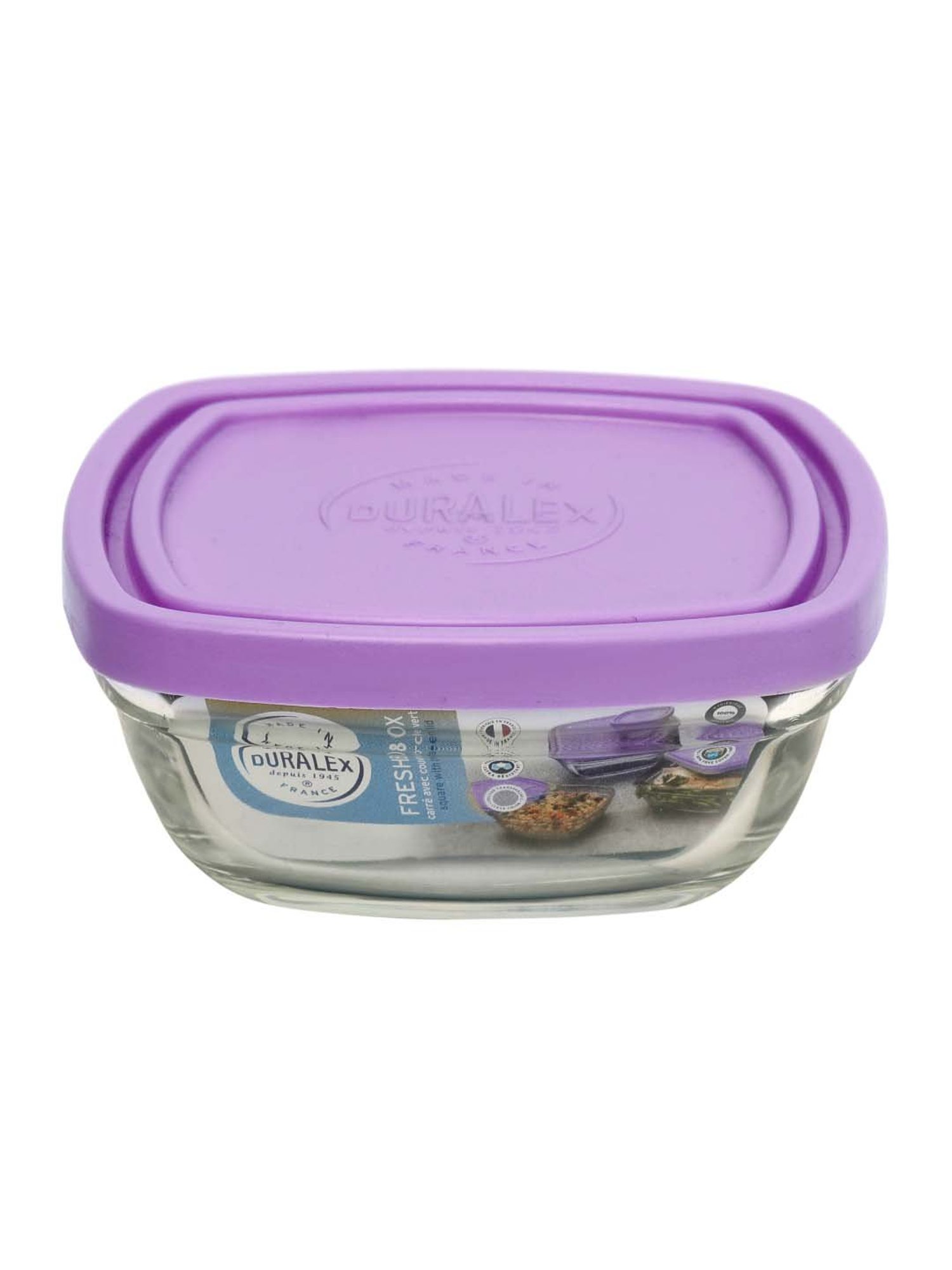 Duralex 'Freshbox' Transparent & Purple Glass 23 cm Container With Lid (3.1 L) - Set of 1