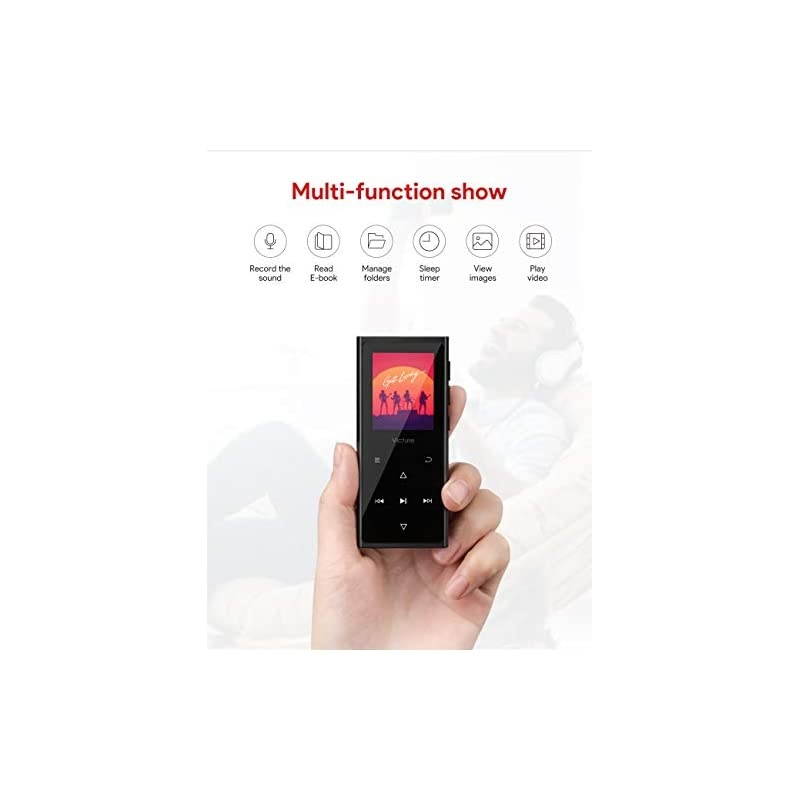 MP3 Player 16GB Bluetooth Digital Music Player with FM Radio Voice Recorder Speaker HiFi Lossless Sound Quality Pedometer Wired Earphone Support up to 128GB