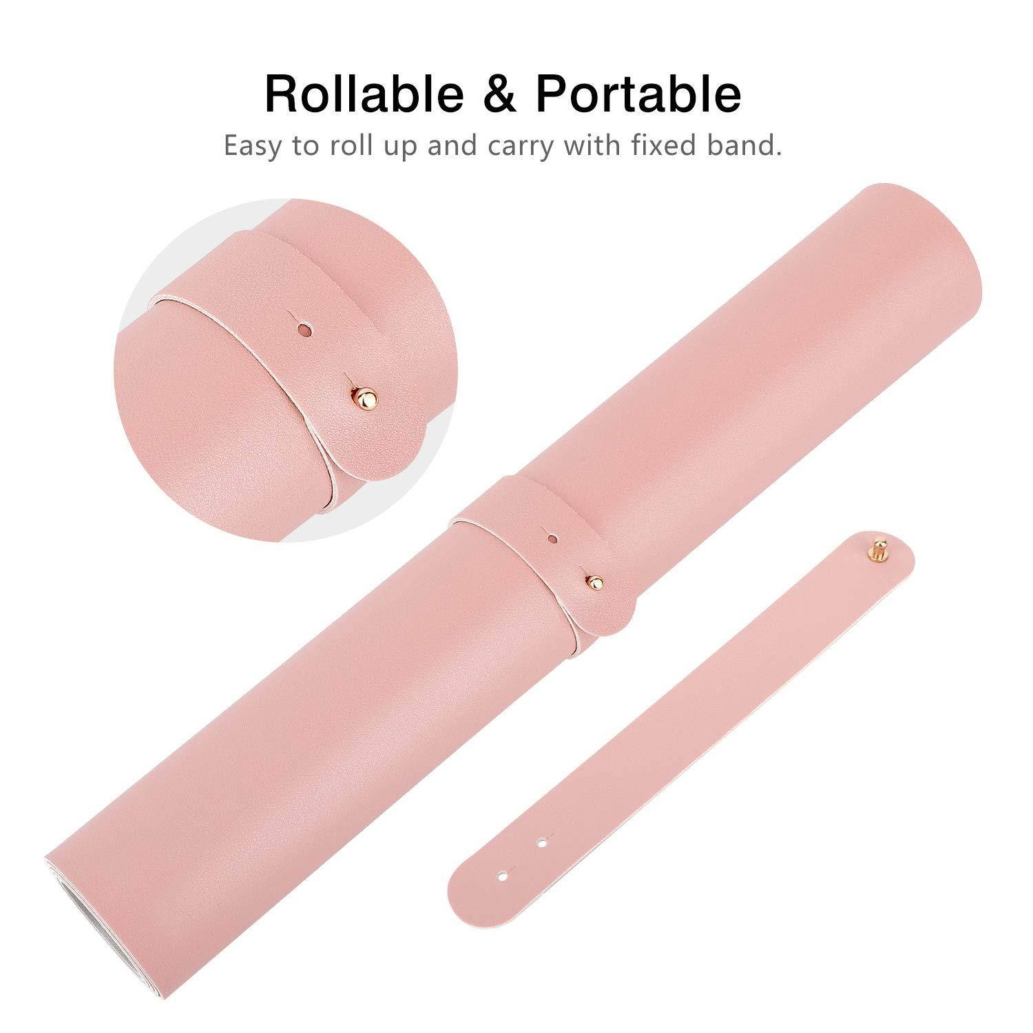 MoKo Computer Desk Mat - PU Large Extended Gaming Mouse Pad, Non-Slip Keyboard Mouse Mat, Waterproof Office Writing Desk Pad Protector, 31.5 x 15.7 x 0.08 Inch - Double Side Light Pink/Silvery Gray