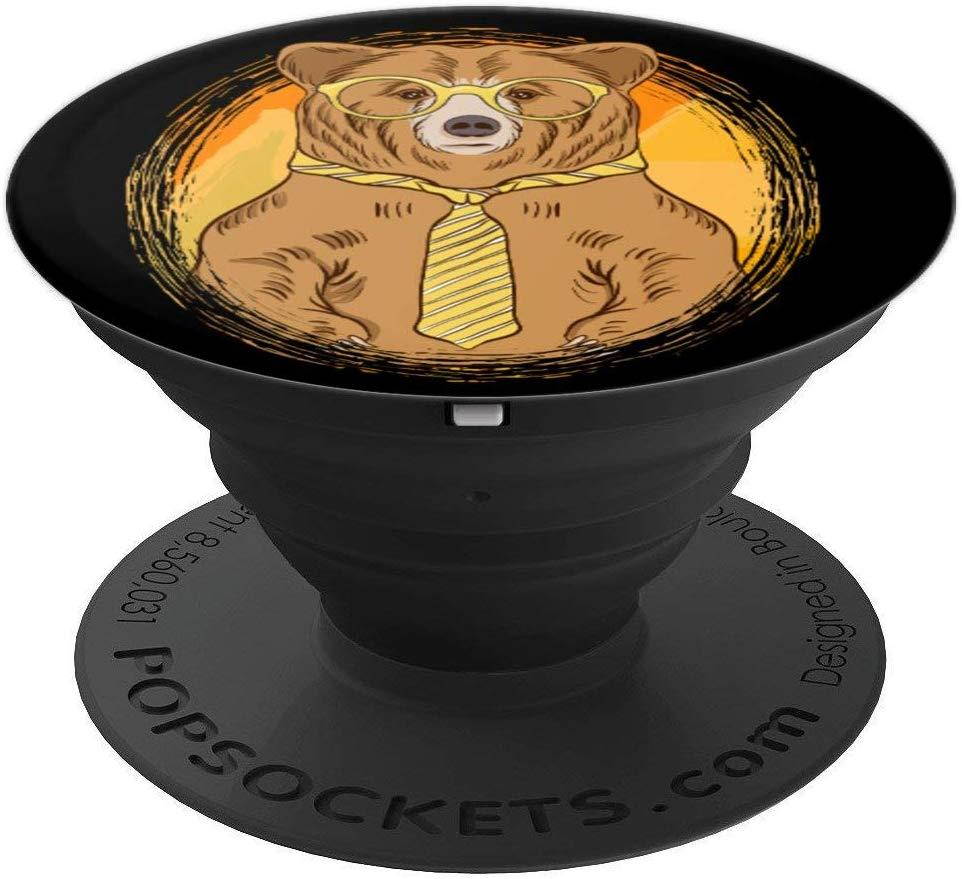 Business Bear wearing Glasses and a Tie Bear Lover PopSockets Grip and Stand for Phones and Tablets