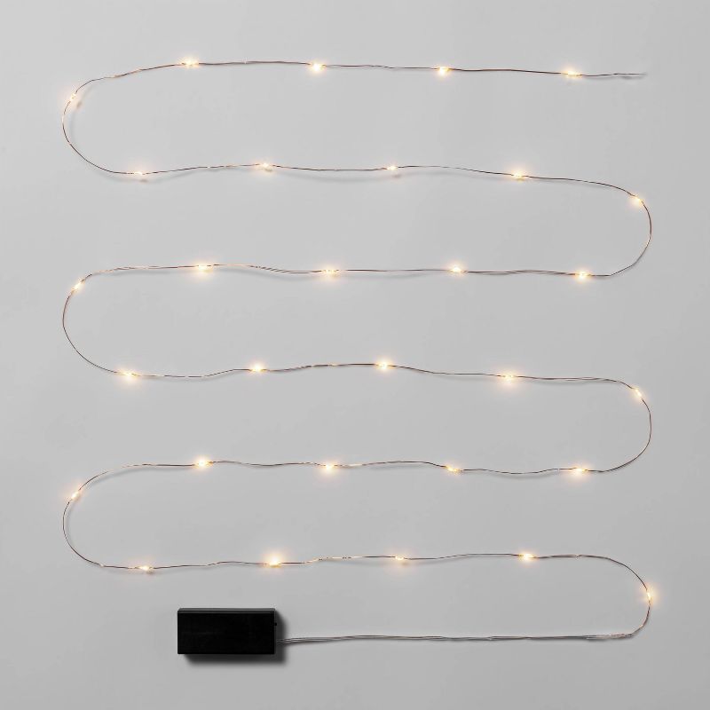 30ct Christmas Battery Operated LED String Fairy Lights Warm White Copper Wire - Wondershop™