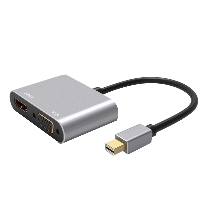 AABB-2 in 1 Mini Displayport DP To HDMI VGA Adapter Cable 4K 1080P Mini DP Converter