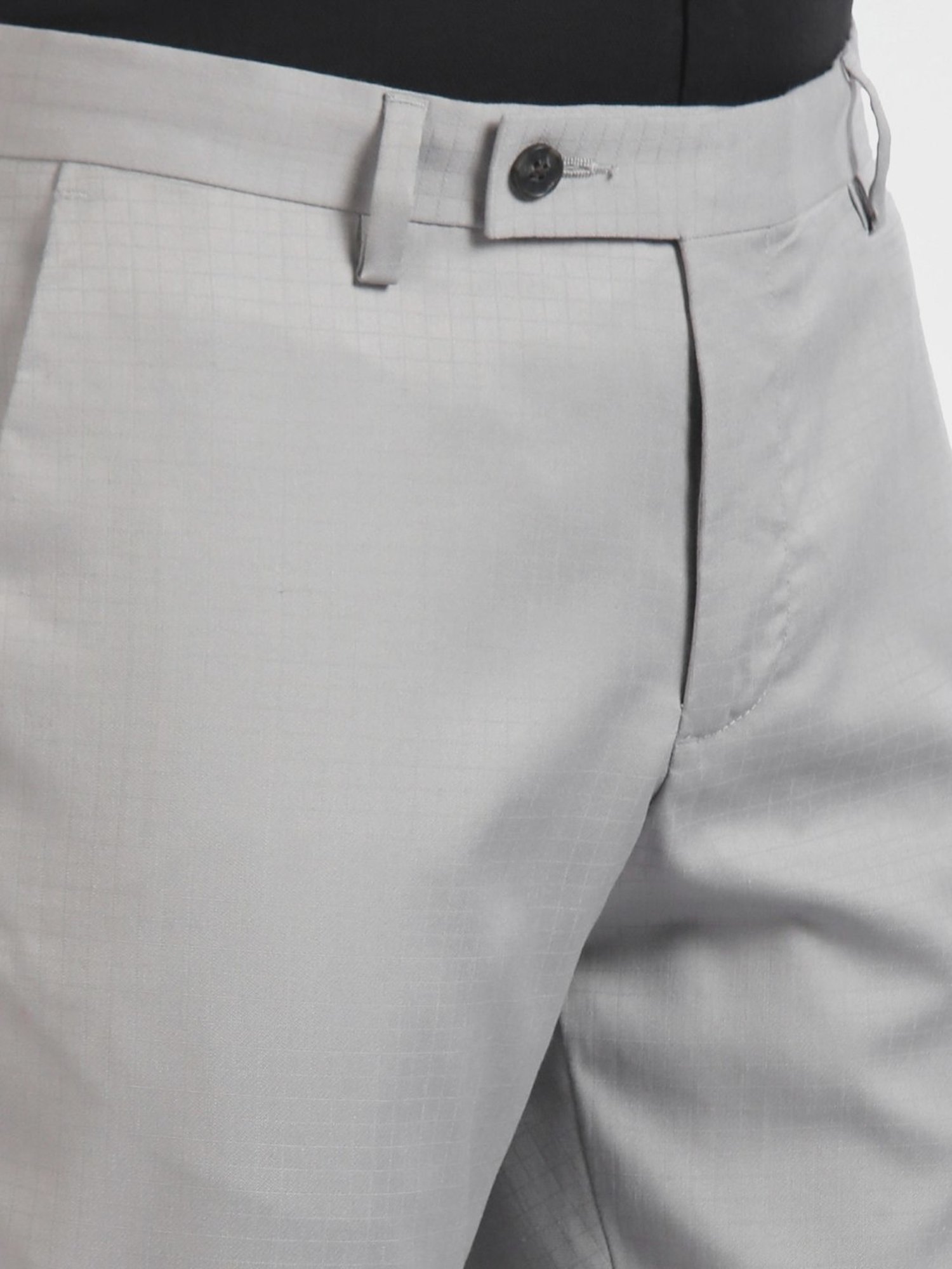 Arrow Grey Regular Fit Checks Trousers
