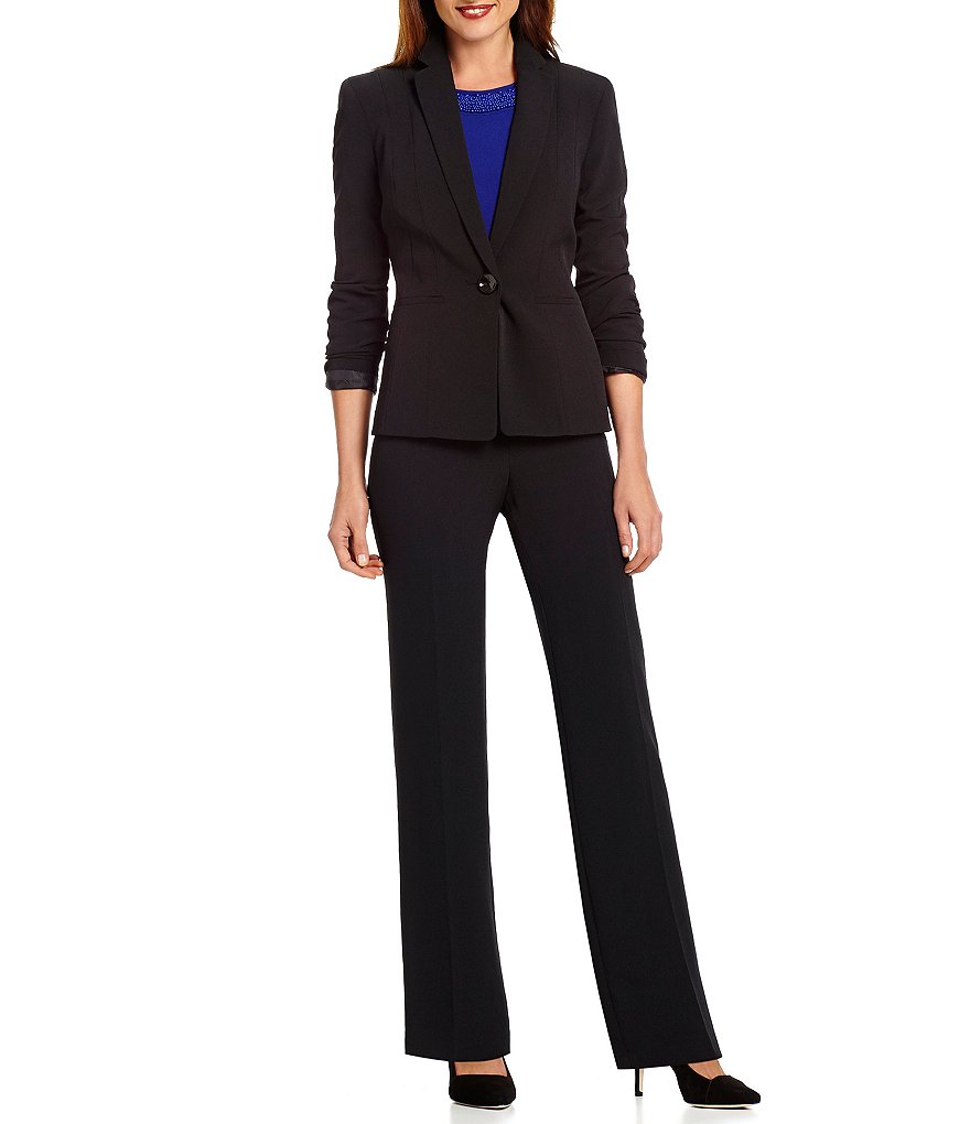 Ali Miles Petite Size Open Mesh Two Button Front 3/4 Sleeve Jacket