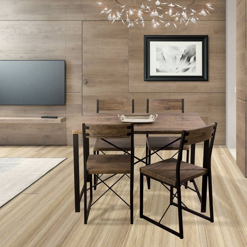 5pc Urban Blend Dining Set Woodgrain/Black - Atlantic