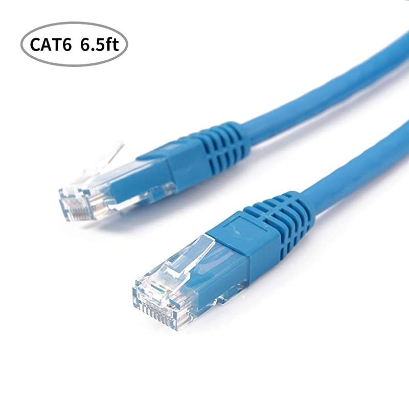 CAT-6 Snagless Ethernet Patch Cable 2-Meter (6.5feet) Blue, CAT-6 LAN Cable for Internet Connection, PC, Laptops, Servers, Printers, Routers, Switch Boxes, POE Device, Xbox, PS4, PS3, PSP