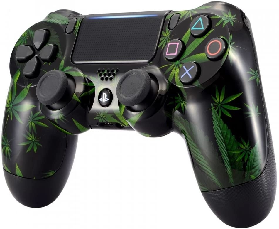 eXtremeRate Green Weeds Hydro Dipped Front Housing Shell Case, Faceplate Cover Replacement Kit for Playstation 4 PS4 Slim PS4 Pro Controller (CUH-ZCT2 JDM-040/050/055) - Controller NOT Included
