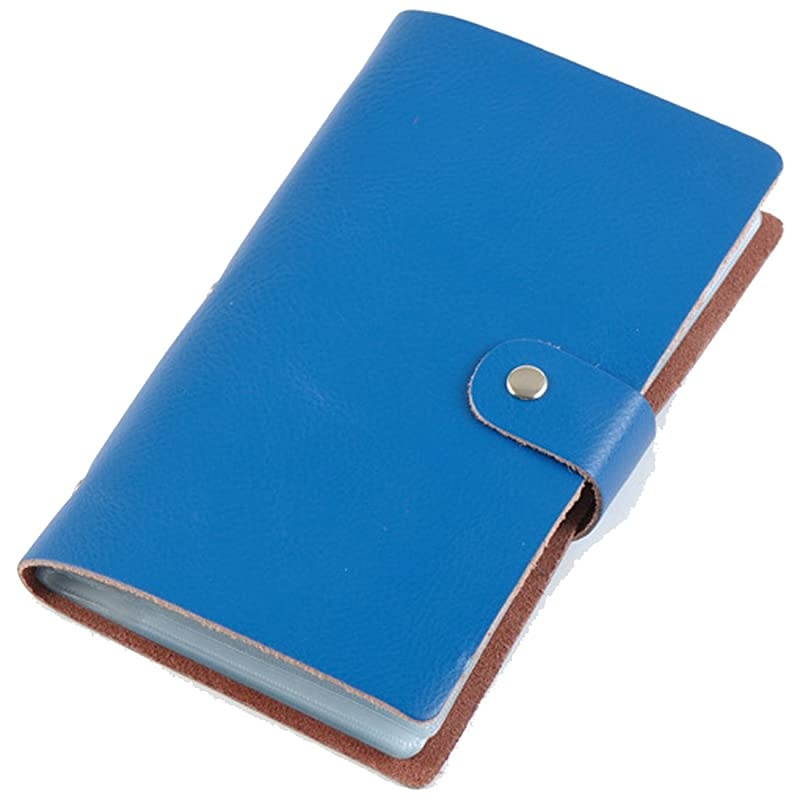 Leather Credit Card Holder Business ID Card Case Book Style 90 Count Name Card Holder Book Blue
