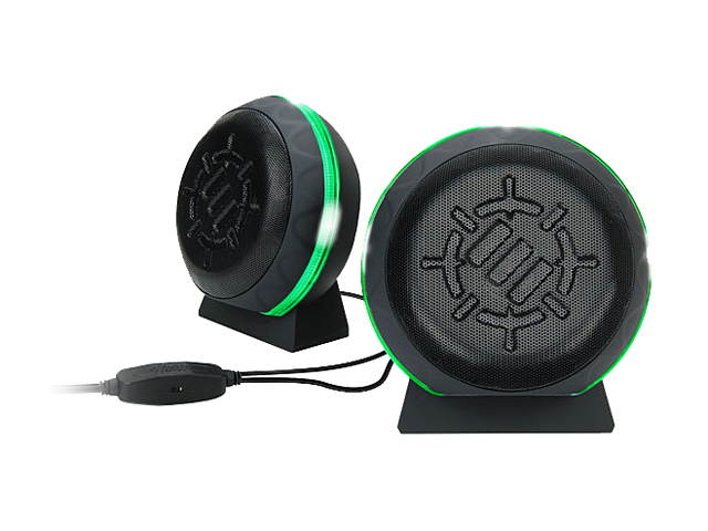 ENHANCE Gaming LED Computer Speakers with Subwoofer, Powerful 5 Watts Drivers and In-Line Volume Control - Green Lights, USB 2.0 Powered, 3.5mm Connection for PC, Desktop, Laptop, Notebook