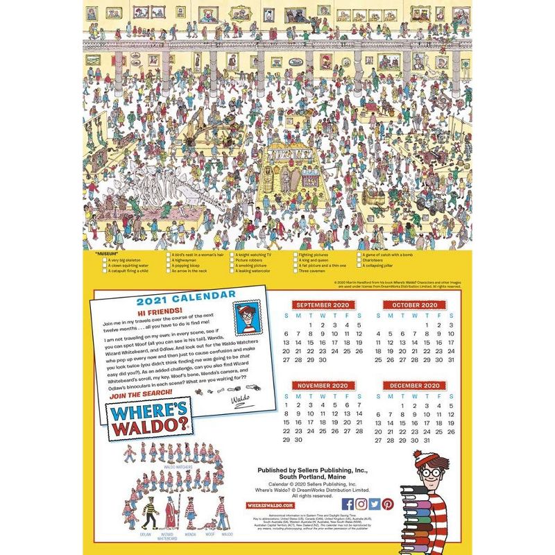 Sellers Publishing 2021 Wheres Waldo 16-Month Wall Calendar Handford, Martin