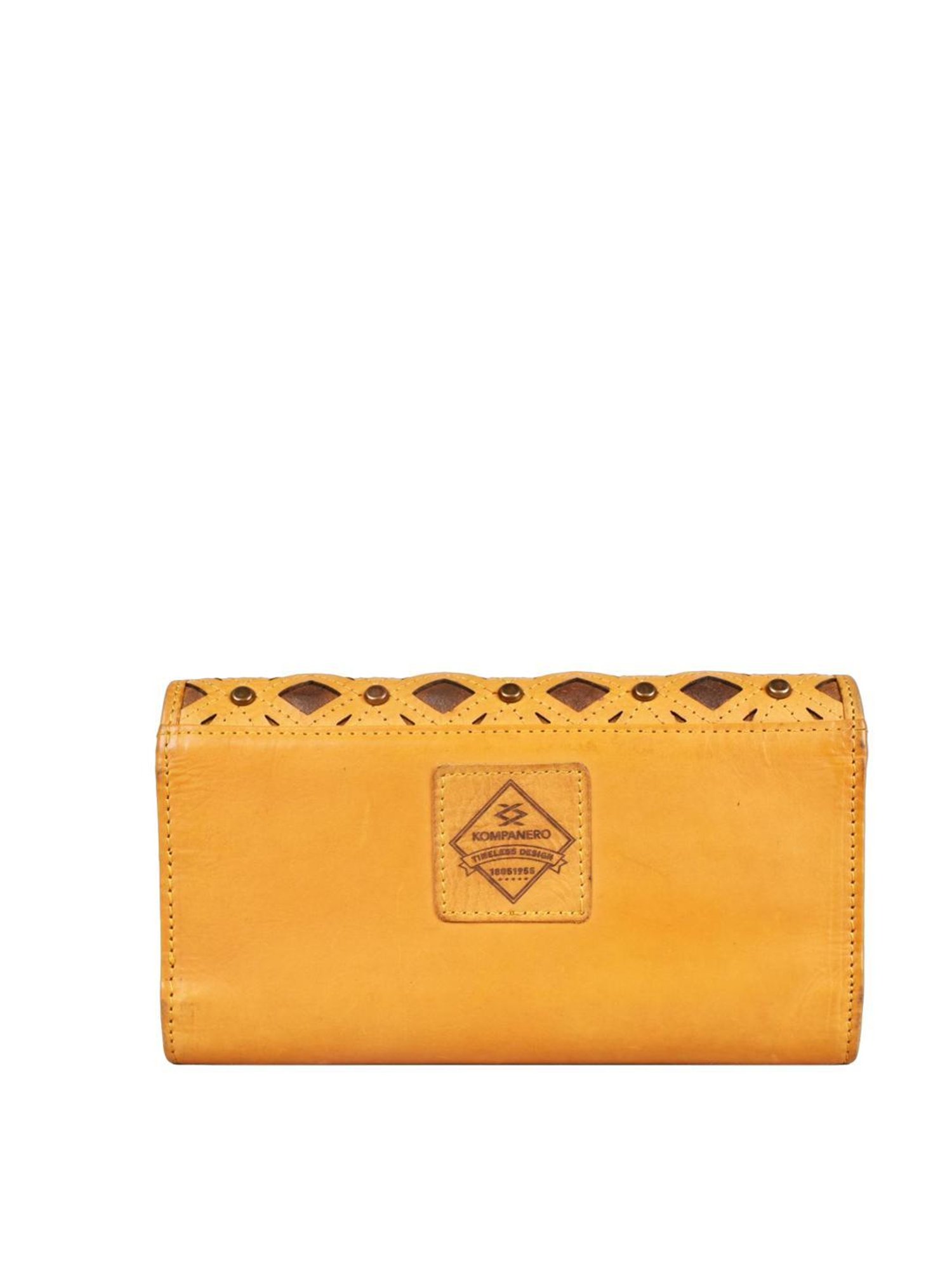 KOMPANERO Lilly Yellow Textured Tri-Fold Wallet for Women