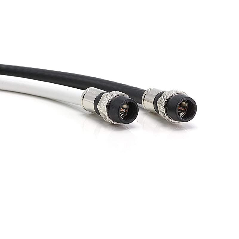 Feet, Black RG6 Coaxial Cable with Rubber booted - Weather Proof - Outdoor Rated Connectors, F81 / RF, Digital Coax for CATV, Antenna, Internet, & Satellite