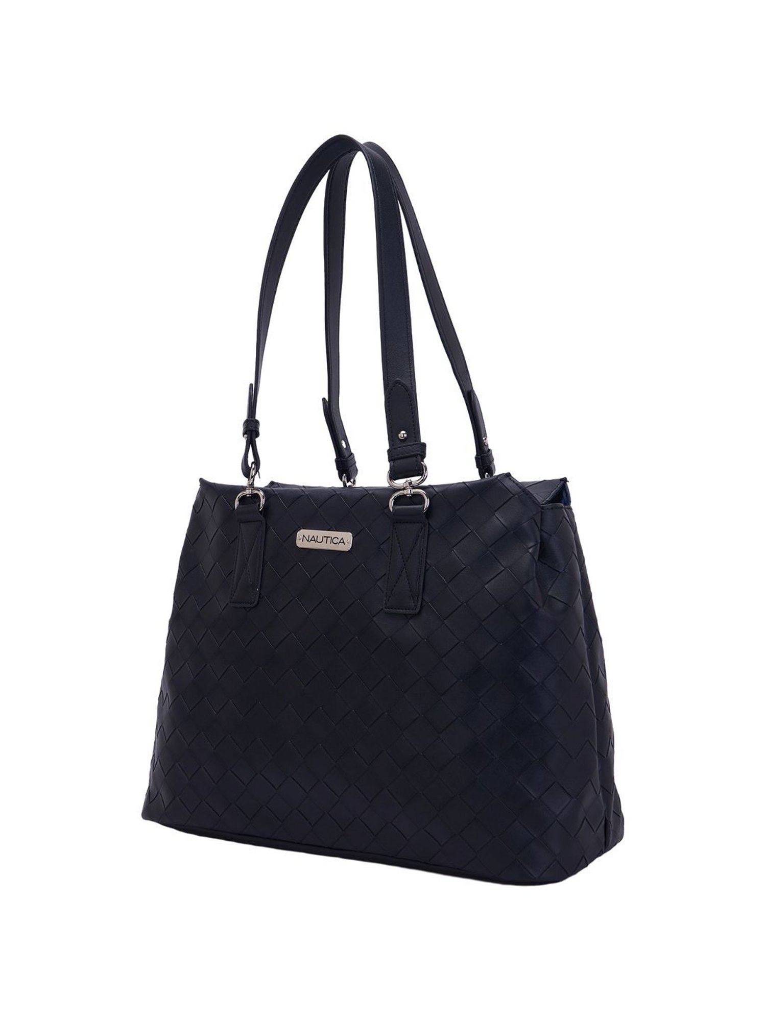 Nautica Black Textured Medium Tote Handbag