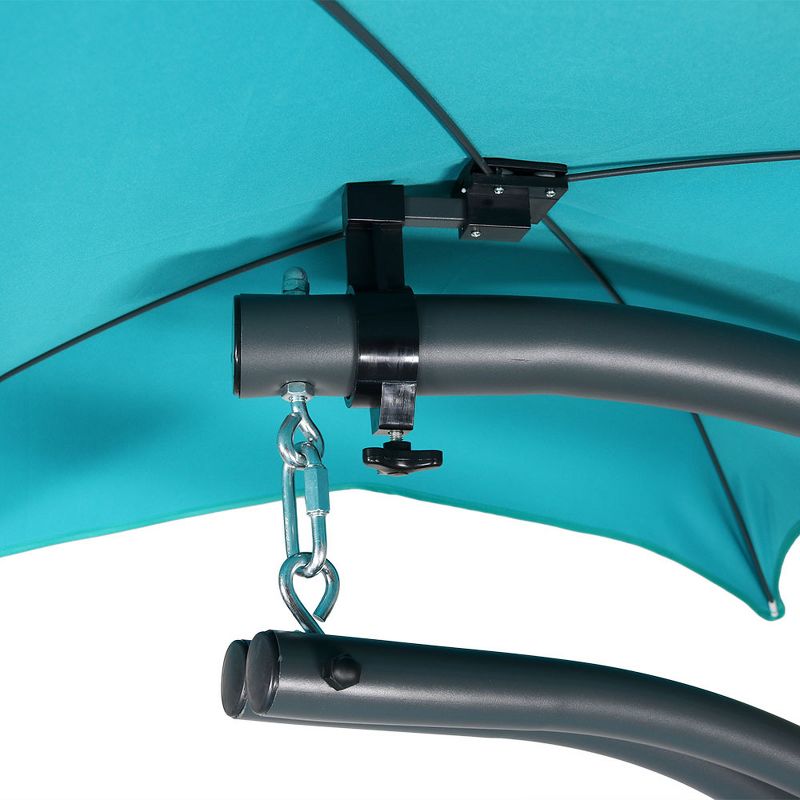 Sunnydaze Outdoor Hanging Chaise Floating Lounge Chair with Canopy Umbrella and Stand, Teal