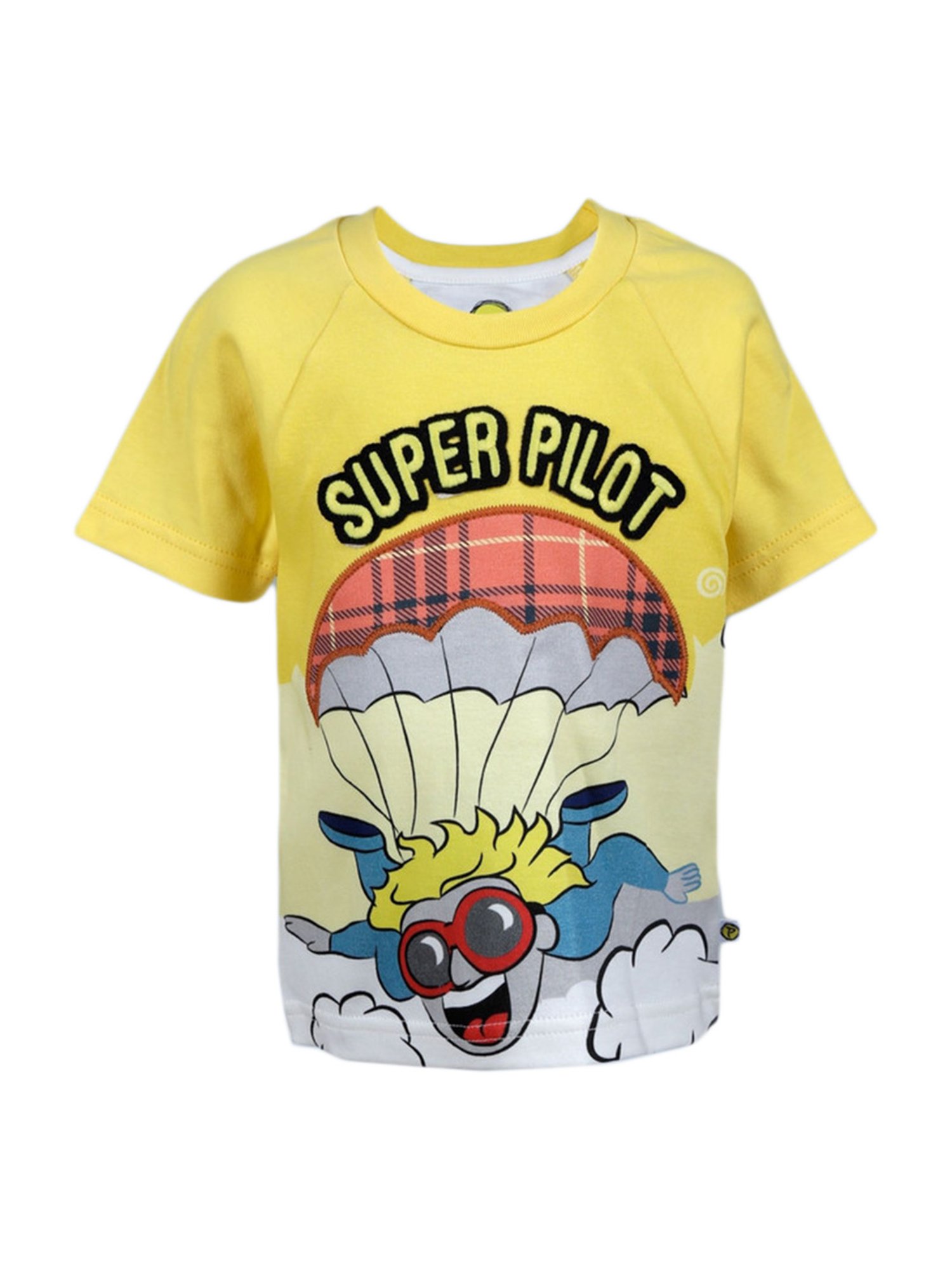 Pranava Kids Yellow Cotton Printed T-Shirt