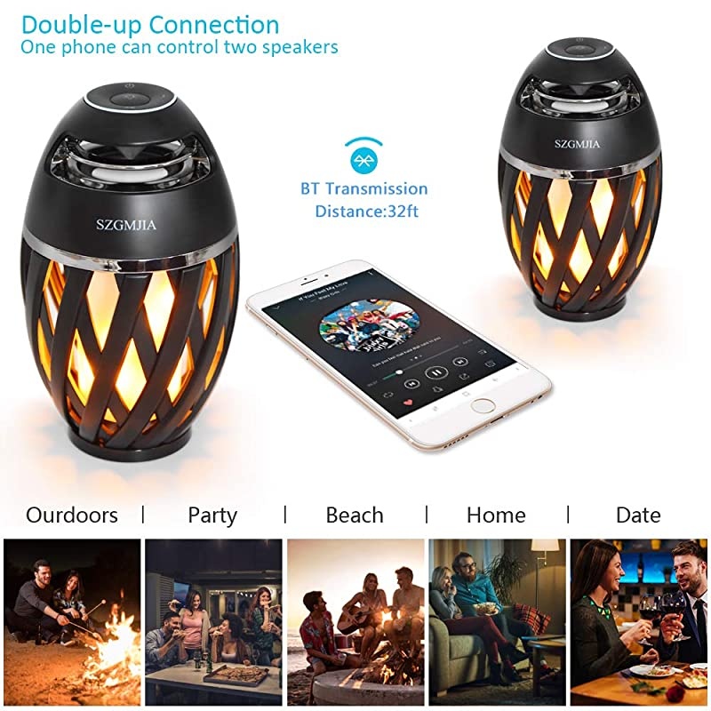 Flame Speakers Flickering Flame Atmosphere Light with Bluetooth 42 Wireless Portable HD Audio Waterproof Speaker Bass Speaker Dimmable Warm Light for iPhoneiPadAndroid
