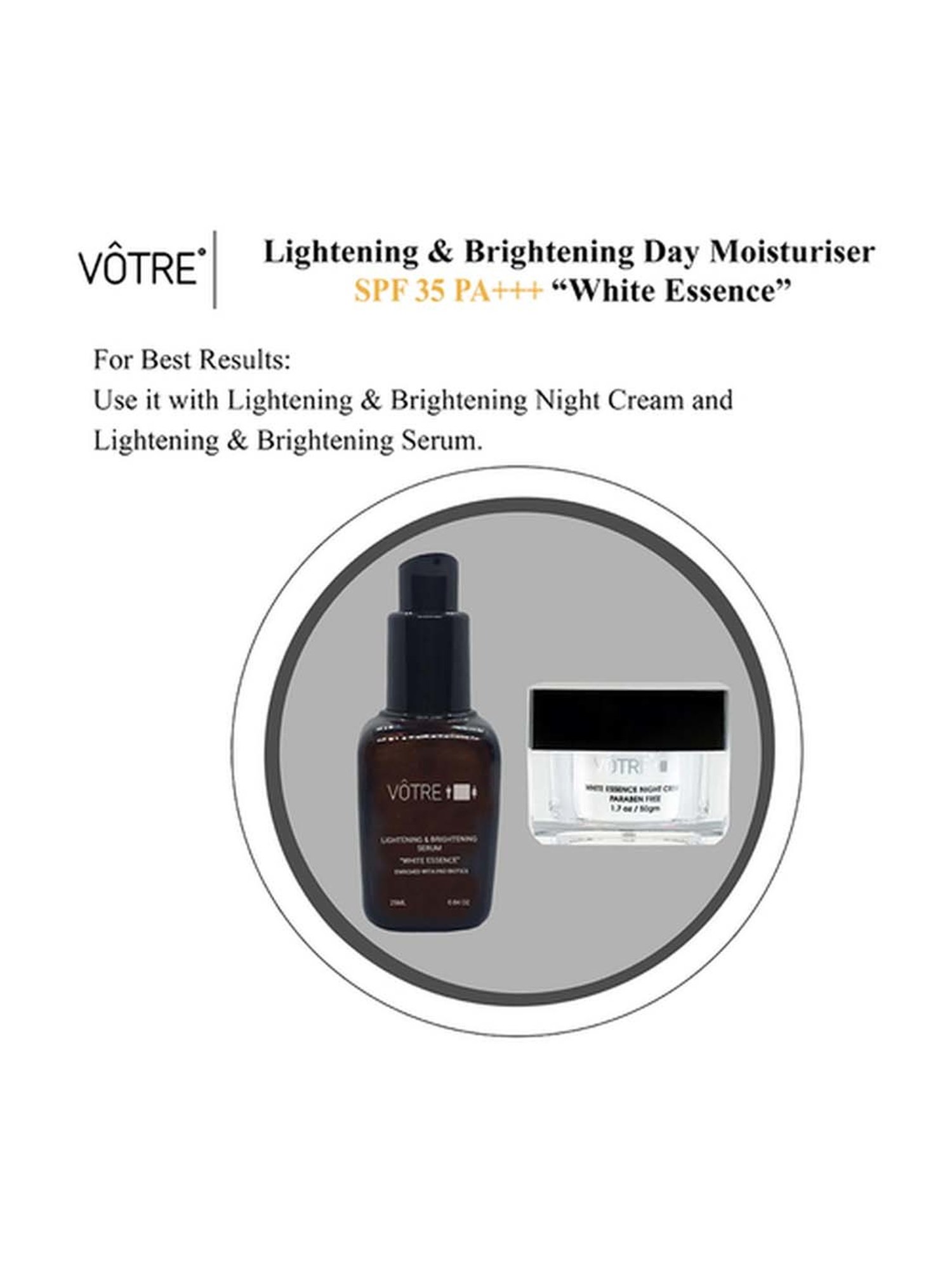 Votre Lightening & Brightening Day Moisturiser SPF 35 PA++ White Essence - 50 gm