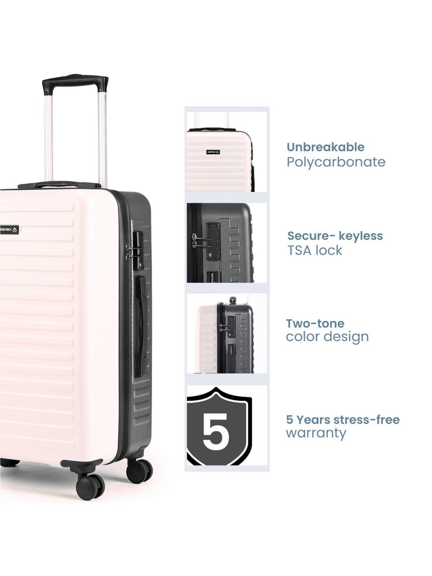 Assembly Ivory & Grey Two Tone Medium Check-in Trolley - 24 inch