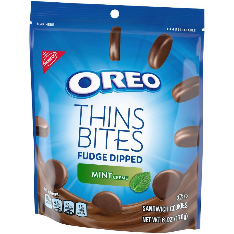 Oreo Thins Bites Fudge Dipped Mint Creme Sandwich Cookies - 6oz