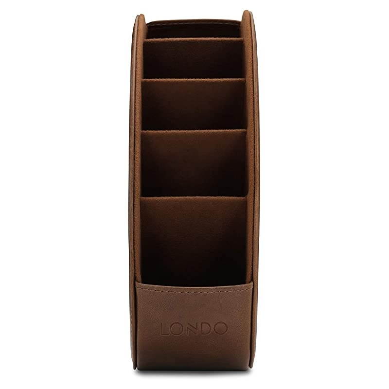 Remote Controller Holder Organizer Store DVD Bluray TV Roku or Apple TV Remotes Italian Genuine Leather with Suede Lining Living or Bedroom Storage Rustic Brown OTTOREMOTE