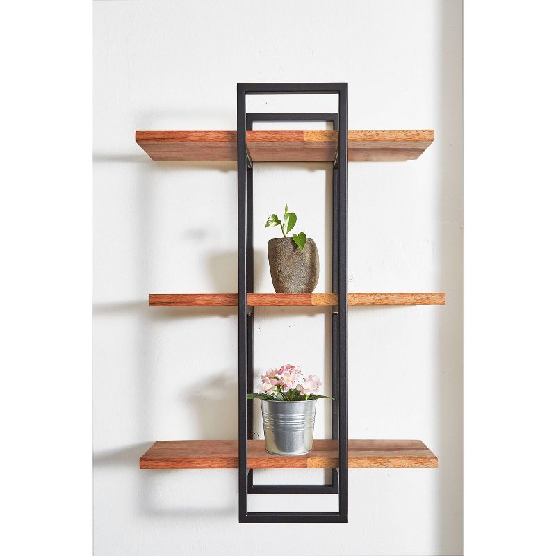 32" Rectangle Wood Shelving Wall Display Black - Ore International