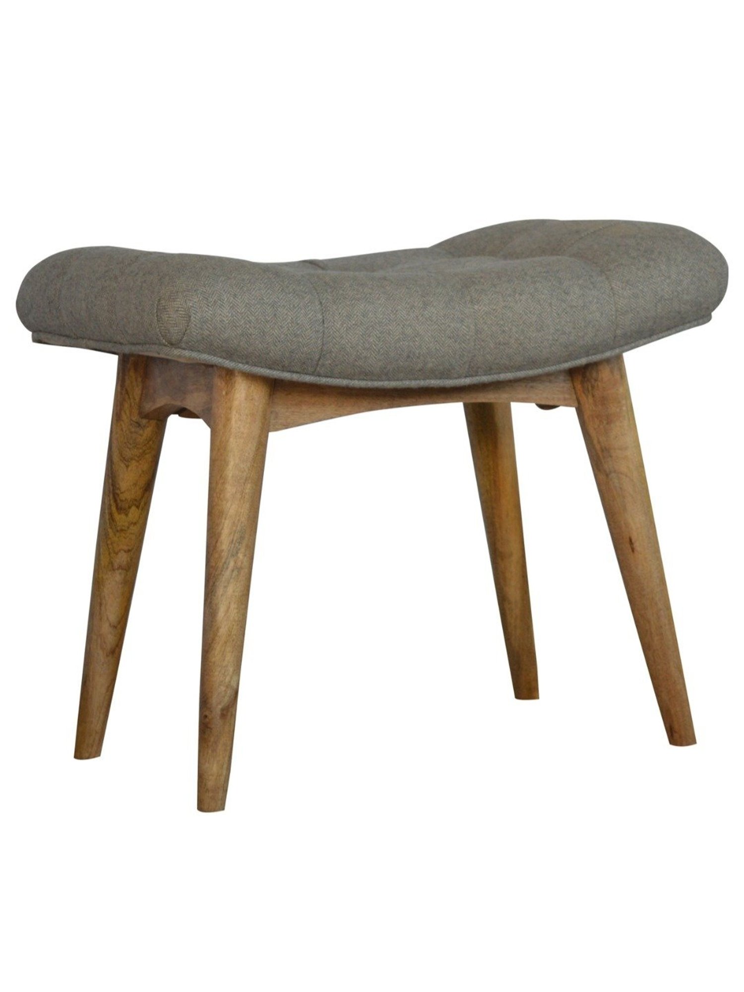 Artisan Furniture Brown Curved Tweed Bench Oak-ish Finish