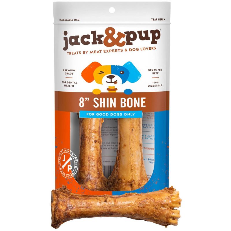 Jack & Pup Beef 8 inch Shin Bone Dog Treats - 2pk