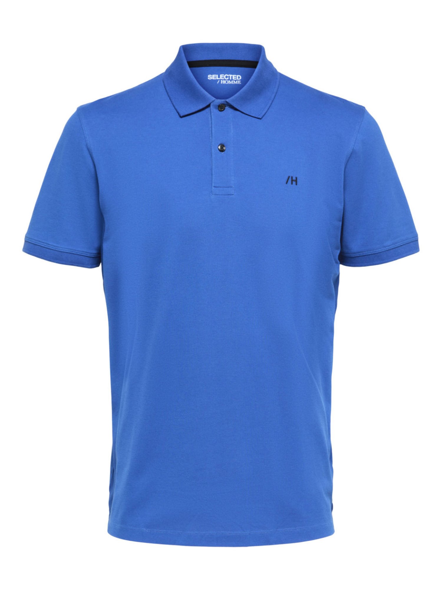 SELECTED HOMME Blue Quartz Cotton Regular Fit Polo T-Shirt