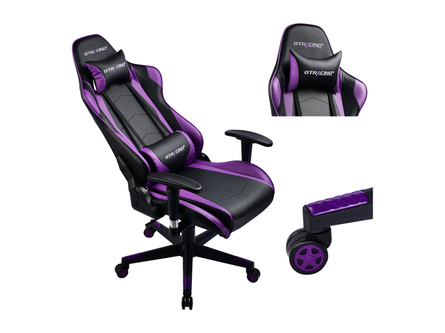 GTRACING Ergonomic Office Chair - Racing Seat, Height Adjustment, Pillows, Recliner, Swivel Rocker Tilt, for E-Sports, Computers, and Gaming